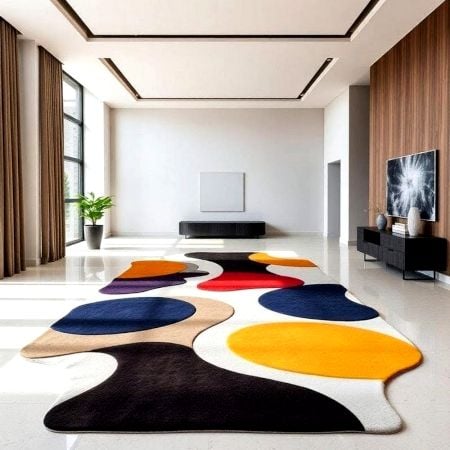 Handcrafted Multicolor Abstract Freeform Living Room Rug